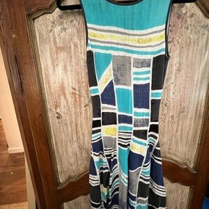 NIC+ZOE Blue and White Fit and Flare Midi Dress